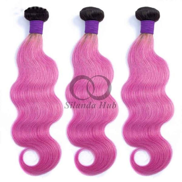 #T1B/Pink Body Wave Remy Human Hair Bundles Sew In Weave Bundles Brazilian Bundle Deals