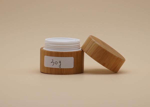Quality Round Shape Bamboo Cosmetic Containers Plastic Inner Volume 15g 30g for sale