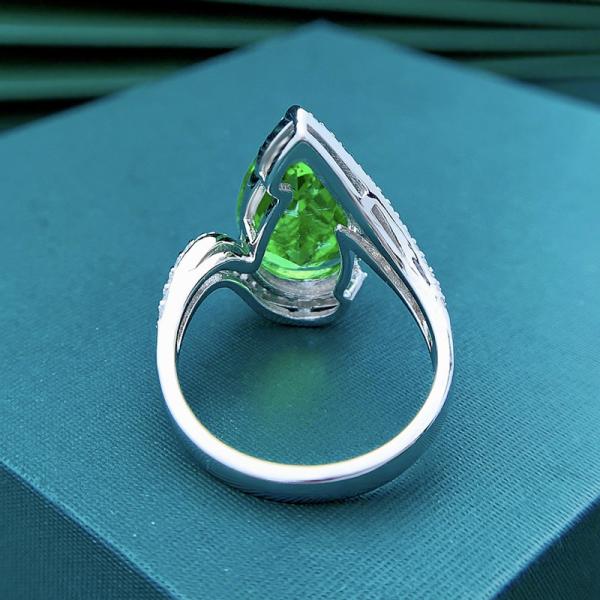 Luxury Emerald CZ Diamond Rings Real 925 Sterling Silver Handmade Jewelry for Women