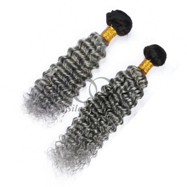 #T1B/Grey Deep Wave Remy Human Hair Bundles Sew In Weave Bundles Brazilian Bundle Deals