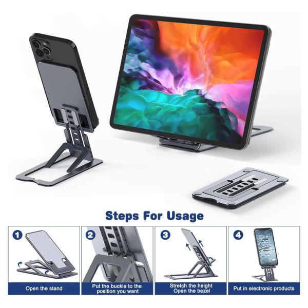 Universal Adjustbale Folding Desktop Phone Stand Aluminum 2cm thick