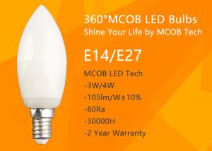 China MCOB 4W Dimmable C35 E14 LED Bulbs, 40W Incandescent Bulbs Equivalent, Candelabra Bulbs, 440lm, 180° Beam Angle, Warm Wh wholesale