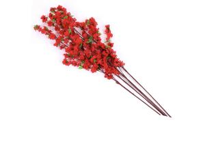 China Single Bunch 6 Forks Red Peach Blossom Artificial Flowers wholesale