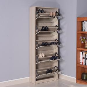 China Wooden Simple Brown Mirror Shoe Rack Cabinet For Apartment And Storage room wholesale