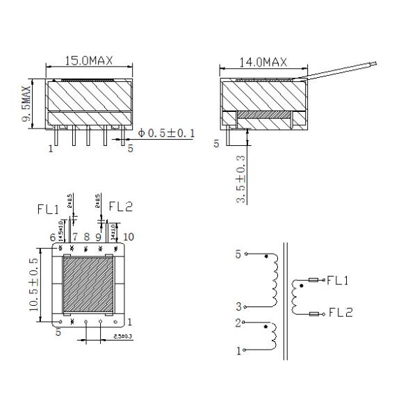 Single Ferrite Core Horizontal Small High Voltage Transformer High Frequency EPC13
