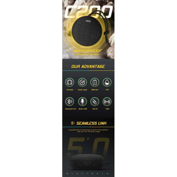 5W Portable Outdoor Speaker with Bluetooth 5.0 IPX7 Waterproof 3.7V 800mAh Battery