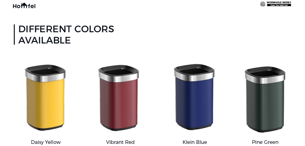 Household SS Rectangle Open Top Garbage Can Without Lid 8L 12L 20L 30L