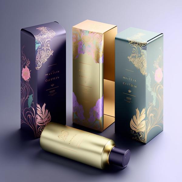 Eco-Friendly Recyclable Custom Printed Skincare Bottles Packaging Box with Gold Foil