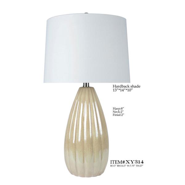 Porcelain Base Simple Modern Table Lamp TC White D14*27"