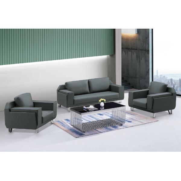 Leather Sofa Couch On Metal Frame Living Room Furniture Office Luxury Modern 3 Seater Black Sofa