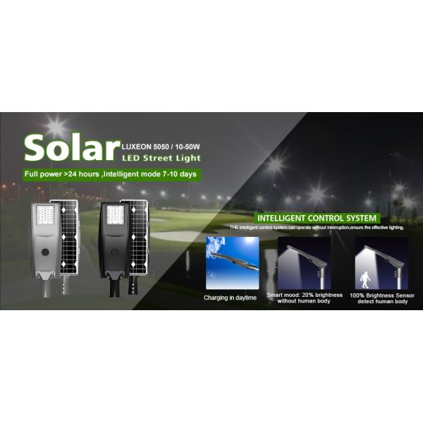 5000k Outdoor Led MPPT Controller Solar LED Street Light With Motion Sensor , Gray & Black Housing
