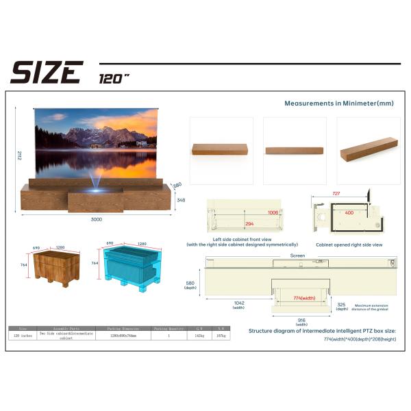 Motorized Laser TV Cabinet Modern Living Room UST Smart TV Cabinet UST Projector Cabinets Intelligent