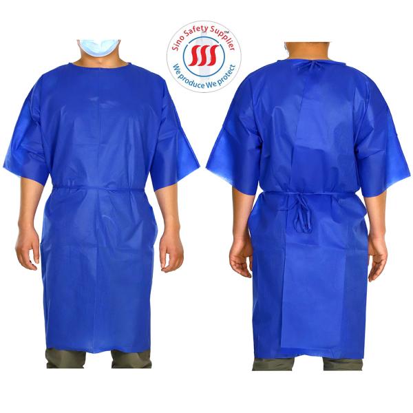 Lightweight 35gsm PP Disposable Gown Contact Isolation Lab Gown