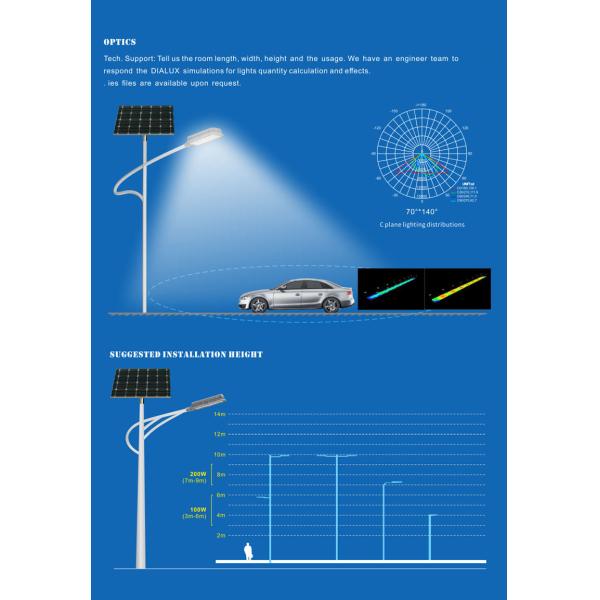 200pcs 5050SMD Chips Solar Street Lights with 12.8V/60AH LiFePo4 Lithium Battery
