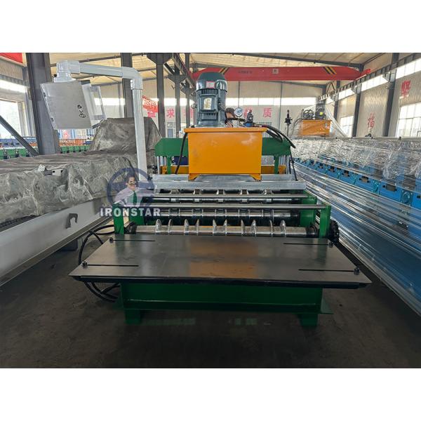 IBR Crimping roof sheet roll forming machine working video in South Africa automatic Horizontal crimp machine Raw material: PPGI