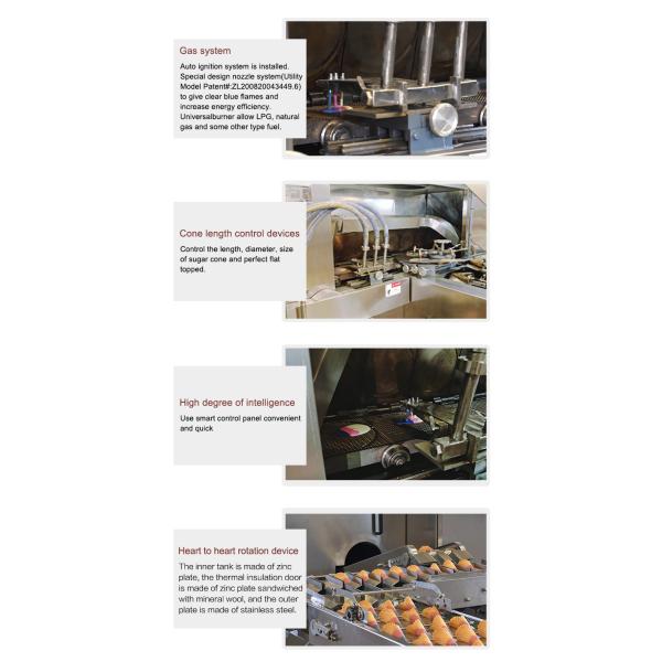 7kg / Hour Ice Cream Cone Production Line Biscuit Making Machine 47 Cast Iron Baking Templates