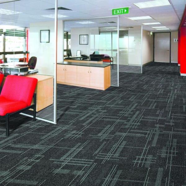 Modern grid pattern 1/12 inch pp floor carpet tile