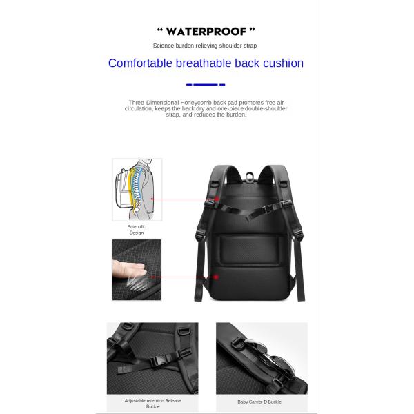 Nylon Lining Large Capacity Oxford Anti Theft Backpack 35 Litre