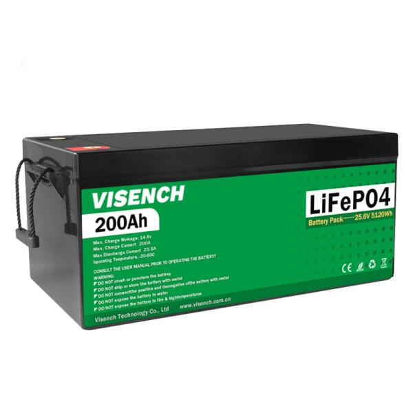 Visench Rechargeable Custom LiFePO4 Battery Pack 24V 200Ah 5120Wh 3000 Cycles
