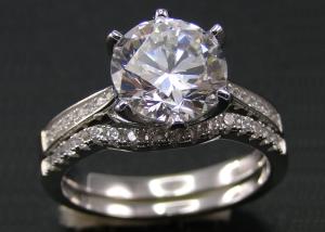 1PCS Round Brilliant Cut Diamond Ring 1.25CT , 18k White Gold Ring Set For Women