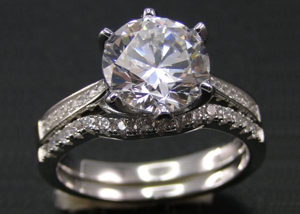 Quality 1PCS Round Brilliant Cut Diamond Ring 1.25CT , 18k White Gold Ring Set For Women for sale