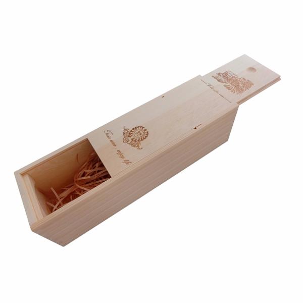 Pine Wood Recyclable Wine Storage Containers Embossing Printing Wooden Packing Box