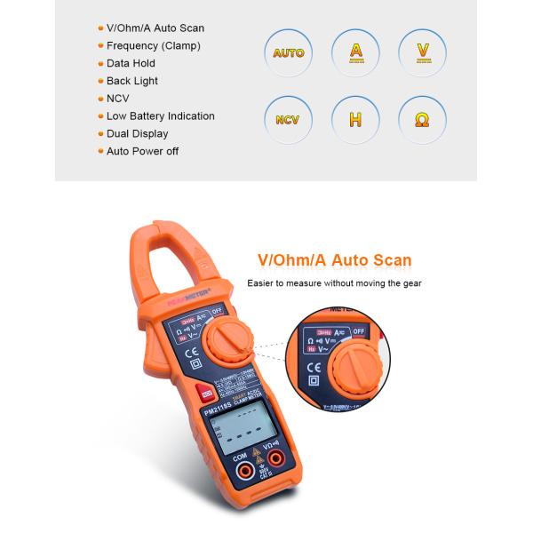 Digital Clamp Meter Frequency Resistance VFD Voltage Continuity Multimeter