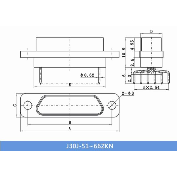 J30j Series 9 Pin Receptacle Connector Miniaturized Rectangular For Avionics / Radars