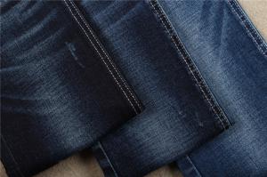 China Indigo 10oz 70% Cotton 28% Polyester Crosshatch Denim Fabric Stretchy Jeans Material wholesale