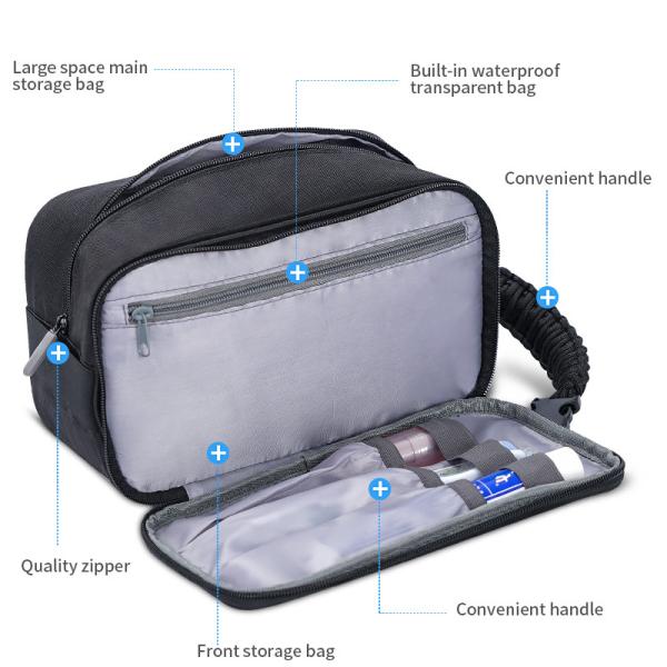 Cosmetic Foldable Travel Toiletry Bag With Hanging Hook Bathroom Shaving Men 10X5.5X6"