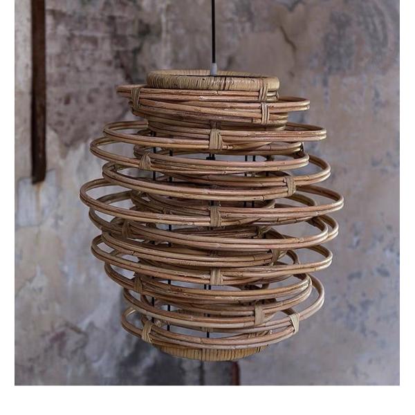 Vintage Spiral Rattan Pendant Lights Nordic Retro Bamboo Hanging Lamp(WH-WP-75)