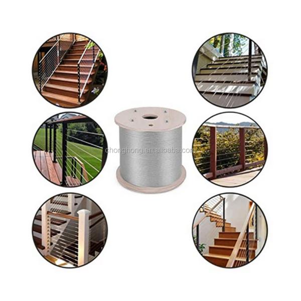 Stainless Steel Aircraft Cable T316 7x7 Steel Cable Ropes for Decking Railing System 7*7 1/8" Wire Rope Diameter 1/4 inch