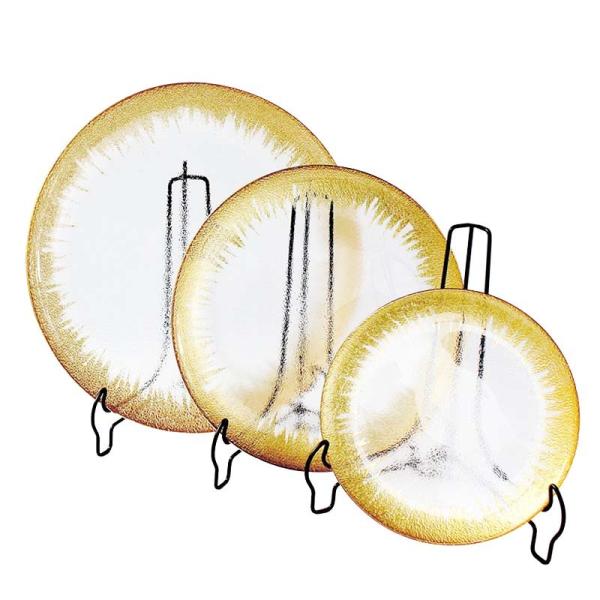 Custom13IN Gold Foil Leaf Rim Glass Plates|Commercial-Grade Shatterproof|B2B Wholesale Pricing