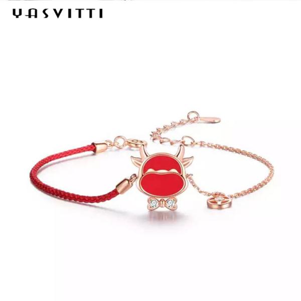 Quality 19.5cm 2.9 Gram Sterling Silver Jewelry Bracelets Heart CZ Red String Bracelet ODM for sale