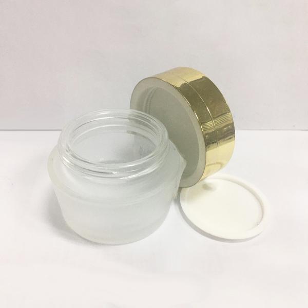 Round 50g Frosted Glass Jar Straight With Gold Cap Classical Shape