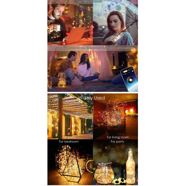 Waterproof Sync Smart Solar Decorative Lights RGB WIFI APP Control LED Copper Wire