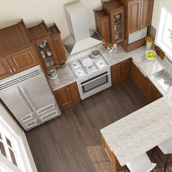 Cabinet interior with pull-out basket and storage