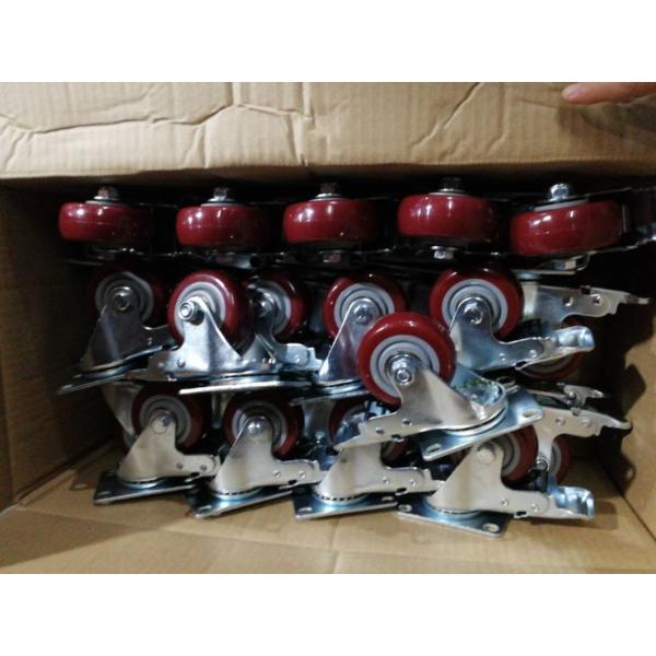 3 4 5 Inch Best Service Caster Wheels Swivel Plate Casters on Red PVC Polyurethane Wheels