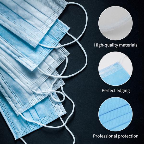 3 Layer Disposable Earloop Face Mask For Dust / Germ / Virus Prevention