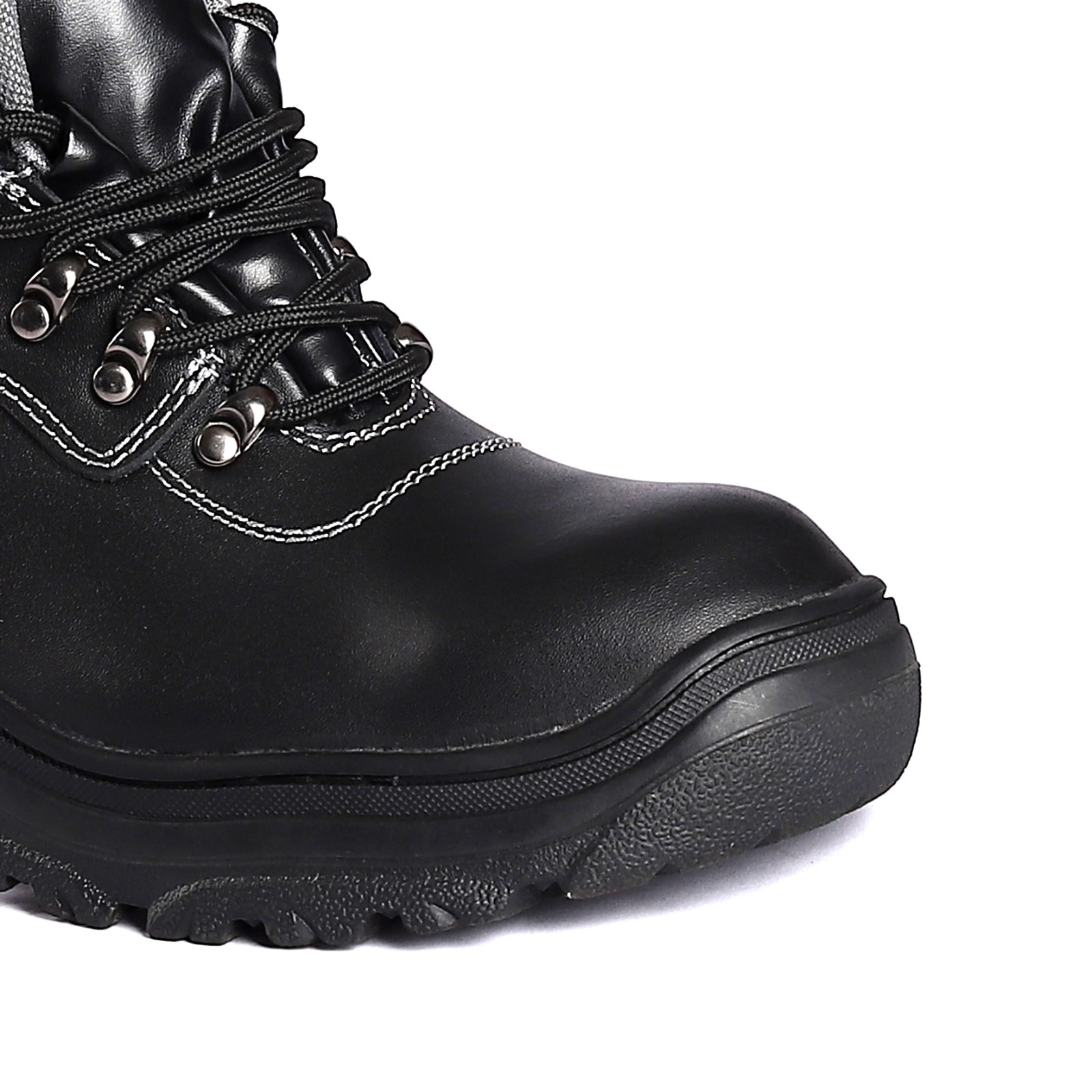 Factory OEM Mid Steel Toe Safety Shoes with Genuine Leather Upper and Air Mesh Lining Work Boots