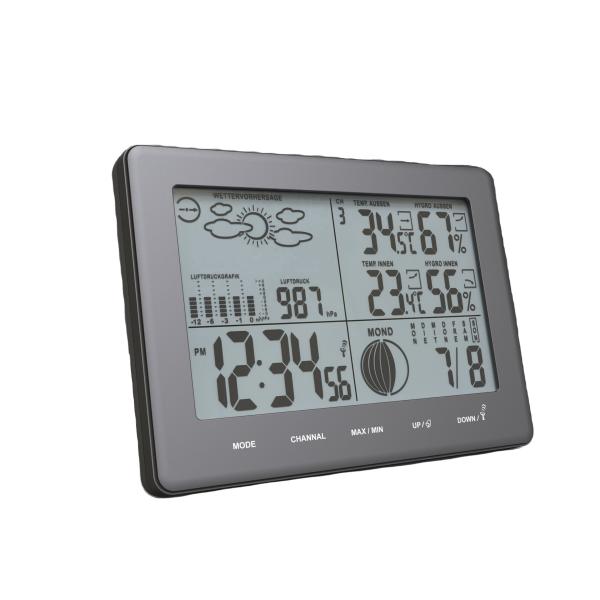 Quality Battery Operated Home Weather System Compact Weather Station With Black Digits Barometer for sale