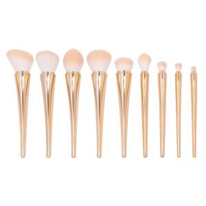China Hairpin Shape Private Label Makeup Brushes With Plating Handle wholesale