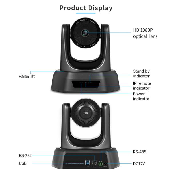 Fixed Focus 38400bps 8.29MP 4K PTZ Camera 3840*2160 For Huddle Rooms
