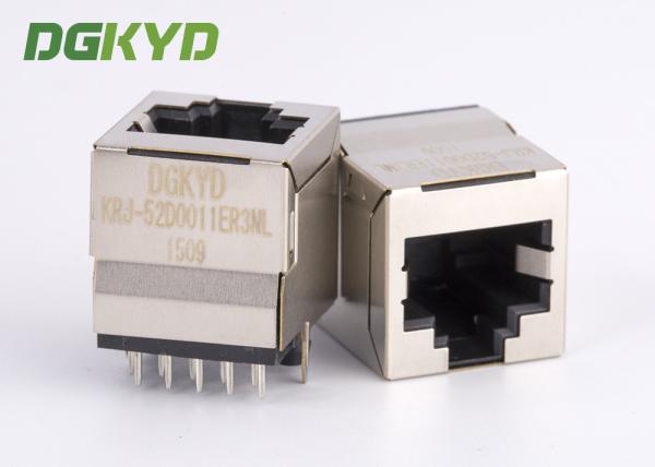 Quality 180 degree top insertion CAT6 10 pins 10 contacts RJ45 Shielded Connector for sale