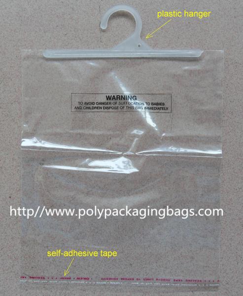 Quality Professional Flexible Packaging Poly Bags With Hangers  / Custom Shopping Bags for sale