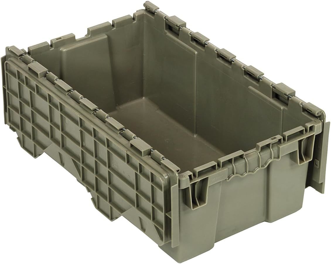 Industrial Plastic Stackable Storage KeepBox Tote Container With Hinged Attached Lid Storage Tote Distribution Container with Hinged Attached Lid