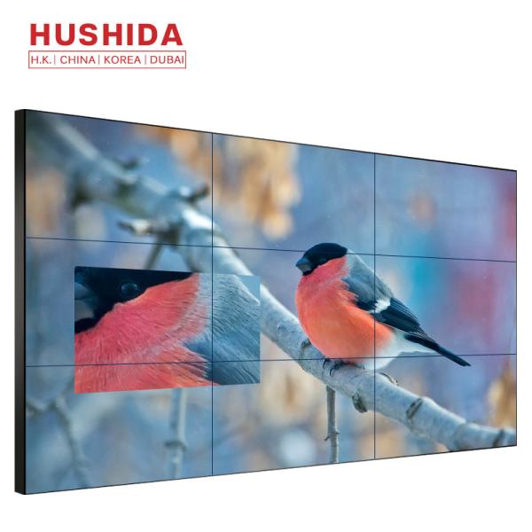 Quality HUSHIDA Indoor Advertising 3X3 LCD TV Screen Video Wall 49 Inch Seamless for sale