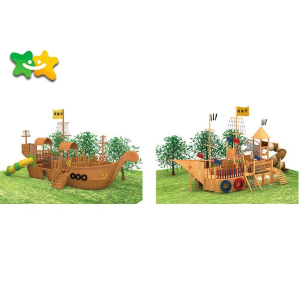 Plate Platform Childrens Wooden Climbing Frame With Slide Tube Equipment