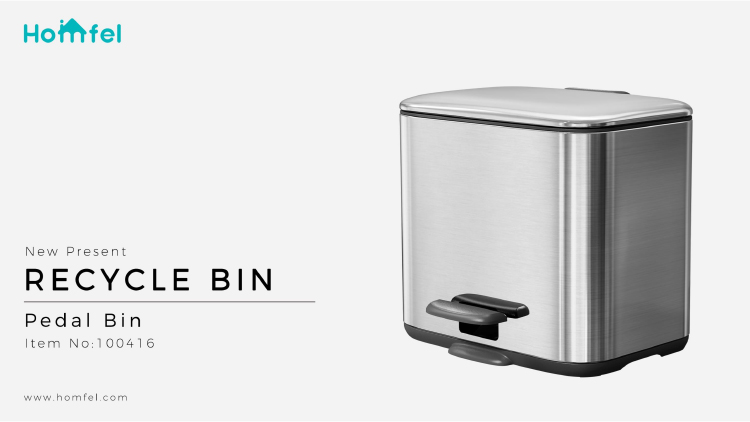 2 Compartment Household Bathroom Stainless Steel Pedal Bin Trash Bin 3L*2 Recycle Trash Can for Indoor Places and Recycle