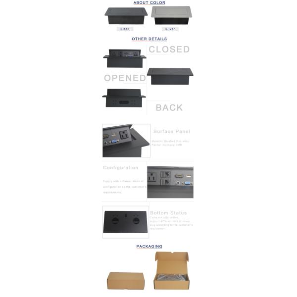 Can Be Customized Zinc Alloy Desk Pop Up Hidden Outlet With HDMI / Audio Configuration